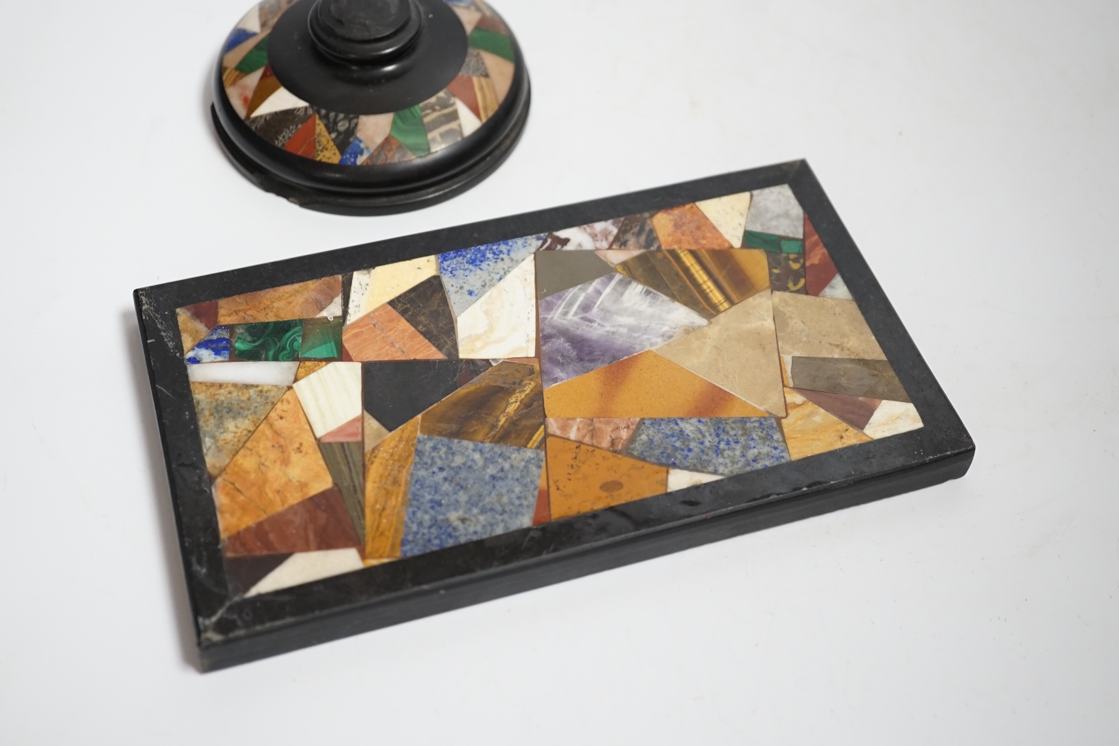 Two Grand Tour pietre dure paperweights, widest 20cm